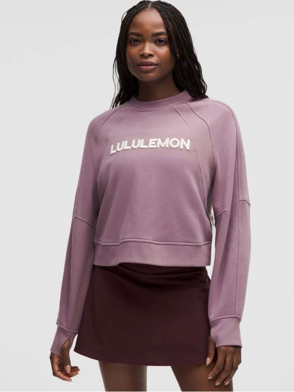 🍋Women’s Lululemon Scuba Oversized Pullover Wordmark M/L Lavender/ivory W3HSXS🍋